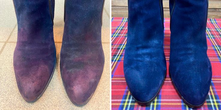 До и после: Чистка сапог от реагентов с обновлением цвета