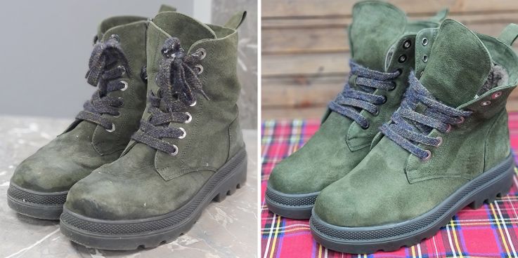 До и после: Выведение реагентов и покраска замши