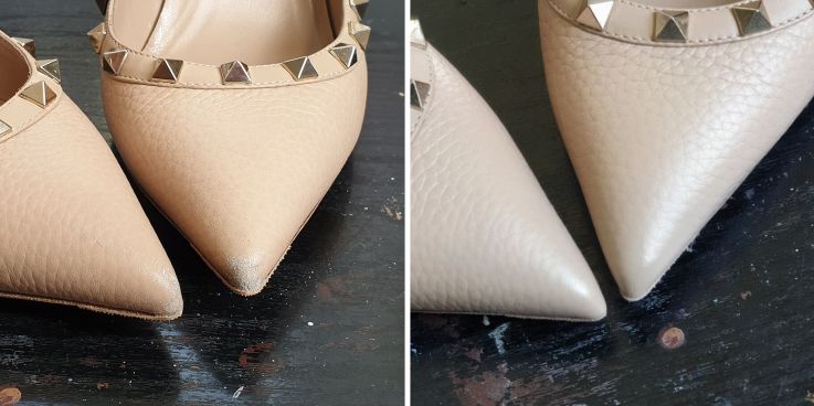 До и после: Реставрация сбитых носов туфель