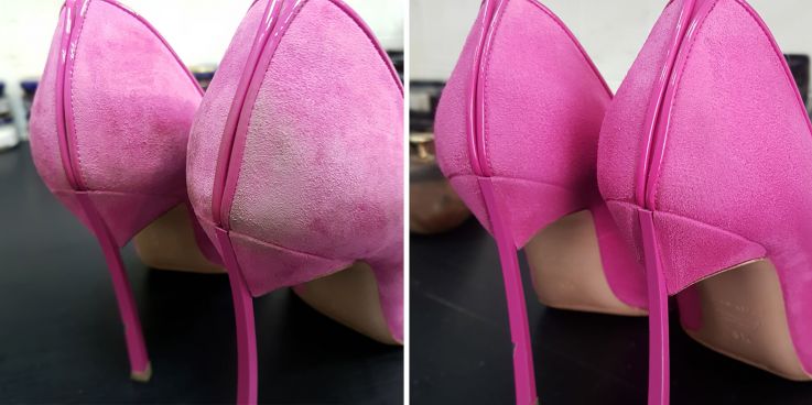 До и после: Восстановление задней части туфель