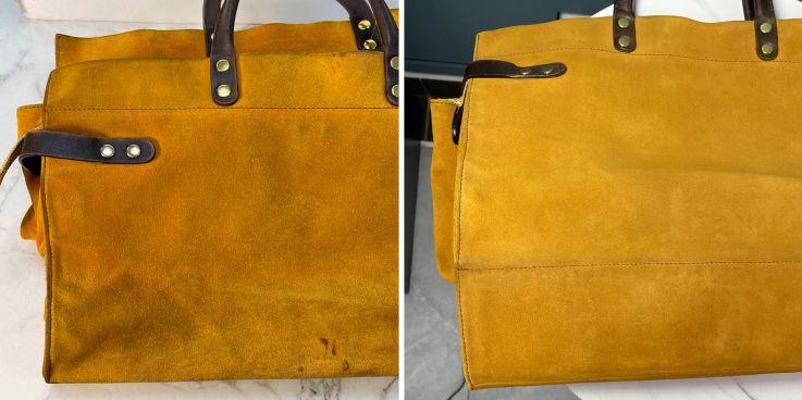 До и после: Покраска кожаных элементов сумки